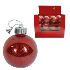 SFERA GLITTER C/LED CM.8 ROSSA (36pz)